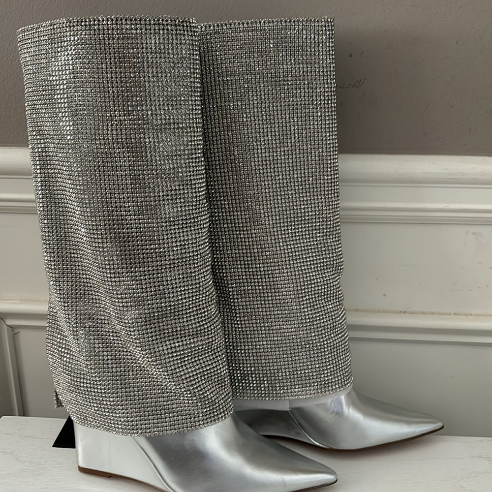 Steve Madden Riski Rhinestone Boots-Silver - Picture 8 of 16